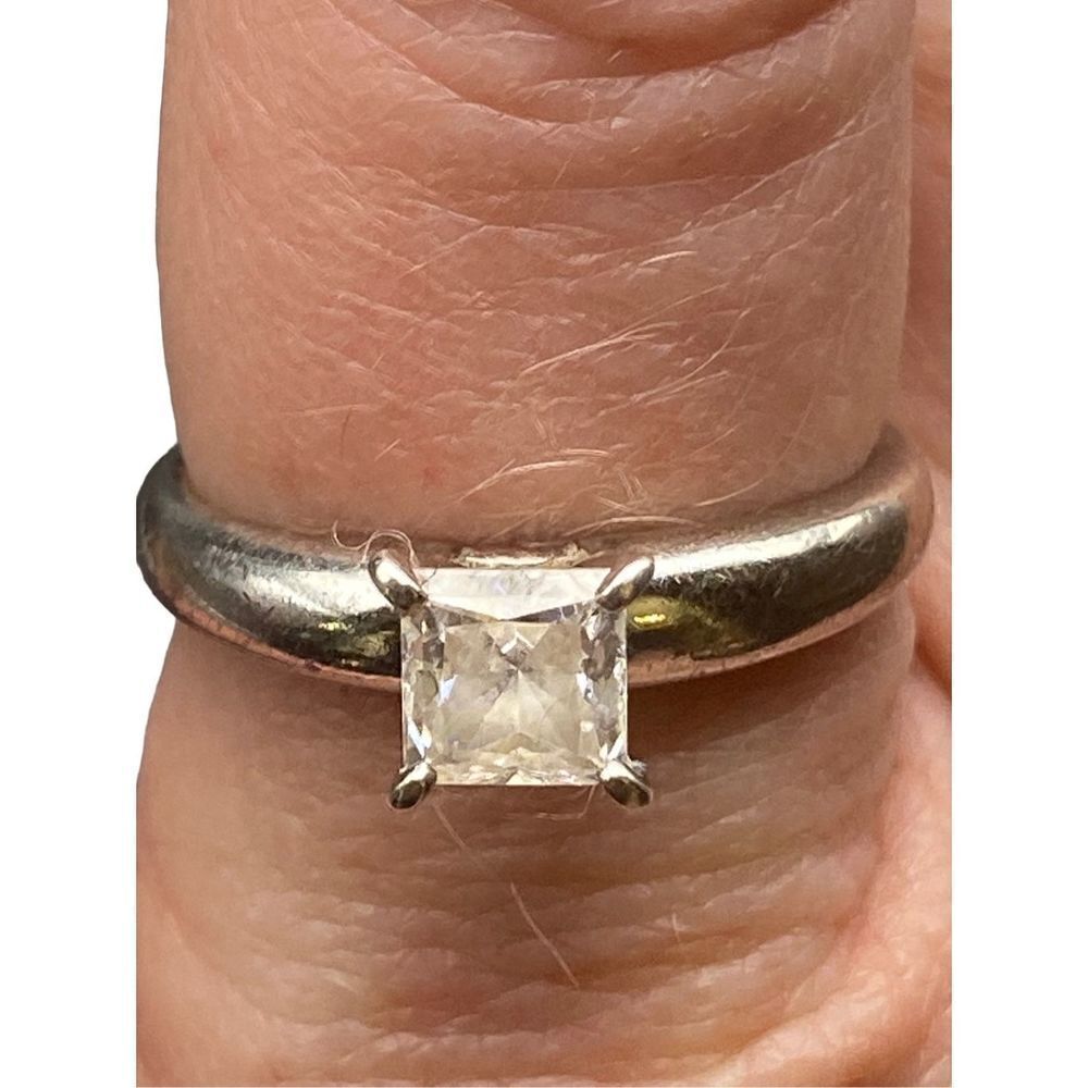 Sterling silver 925 cubic zirconia princess cut 1 karat ring size 8.5